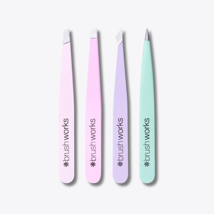 Brushworks 4 Piece Combination Tweezer Set - Pastels