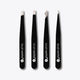Brushworks 4 Piece Combination Tweezer Set - Black