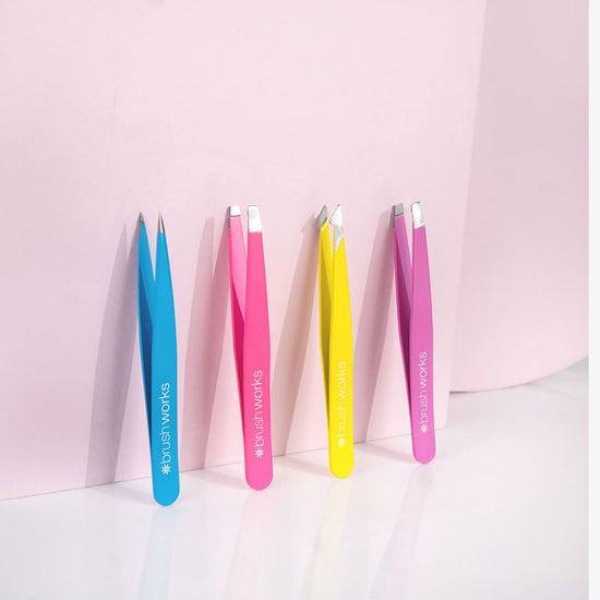 Brushworks 4 Piece Combination Tweezer Set - Neon