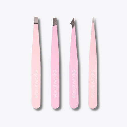 Brushworks 4 Piece Combination Tweezer Set - Pink