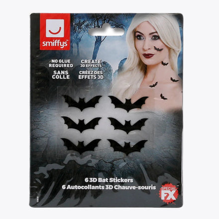 Smiffys Make-Up FX 3D Bat Stickers-Black