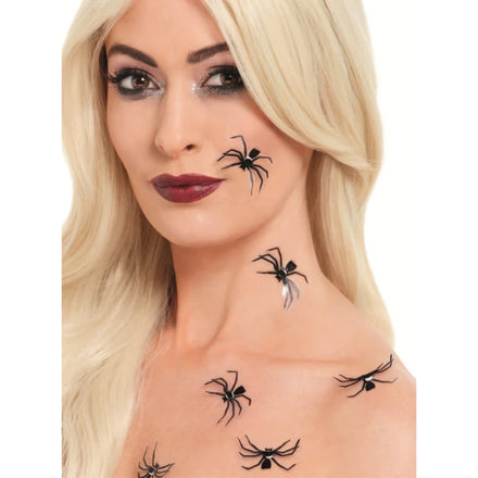 Smiffys Make-Up FX 3D Spider Stickers-Black