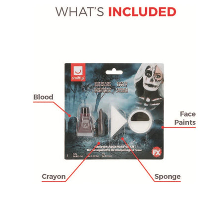 Smiffys Make-Up FX Skeleton Kit, Aqua-Black & White