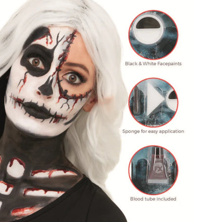 Smiffys Make-Up FX Skeleton Kit, Aqua-Black & White