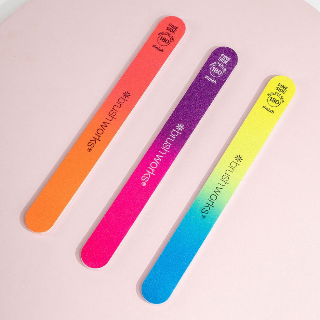 Brushworks Neon Nail Files - 3 Pack