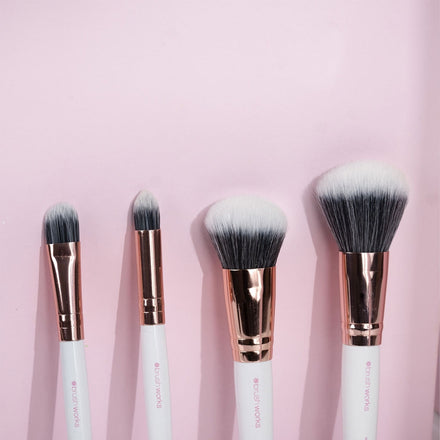 Brushworks White & Gold Travel Makeup Brush Set