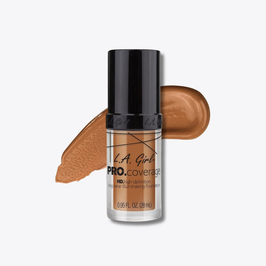 La Girl Pro Coverage HD Long Wear Illuminating Foundation Warm Caramel
